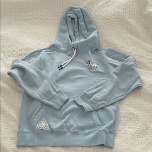 Light Blue Crewneck Hoodie with Embroidered Goat Accent - Women